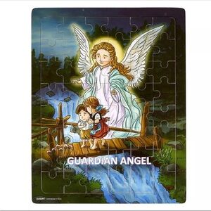 Guardian Angel Discontinued large wood and cardboard tray puzzle 48 pc